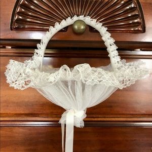 Traditional Flower girl basket ribbon lace …